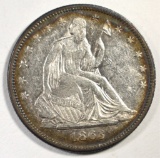 1863 SEATED HALF DOLLAR AU