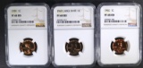 1959, 60 L.D. & 62 LINCOLN CENTS, NGC PF 68-RED