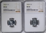 1943-D & 1943-S LINCOLN “STEEL” CENTS, NGC MS-66
