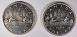 2 - 1963 SILVER CANADIAN DOLLARS