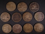 11 LOW GRADE FLYING EAGLE CENTS