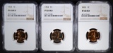 3-1962 LINCOLN CENTS, NGC PF-68 RED