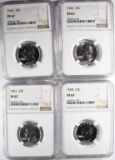 1960, '61, '62, '63 WASHINGTON QTRS NGC PF67