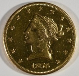 1876-CC $10 GOLD LIBERTY, AU/BU