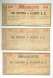3- 50¢ NOTES FROM WESTERN & ATLANTIC RAILROAD