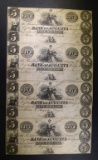 UNCUT SHEET OF 4 BANK OF AUGUSTA $5.00 NOTES