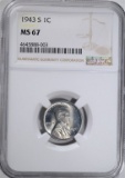 1943-S LINCOLN “STEEL” CENT NGC MS-67