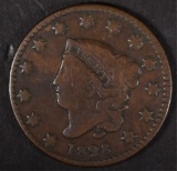 1828 LARGE CENT SMALL WIDE DATE  VG/FINE