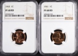1961 & 1963 LINCOLN CENTS, BOTH NGC PF-68 RD