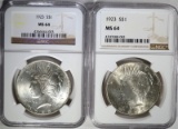 2 - 1923 PEACE DOLLARS NGC MS64