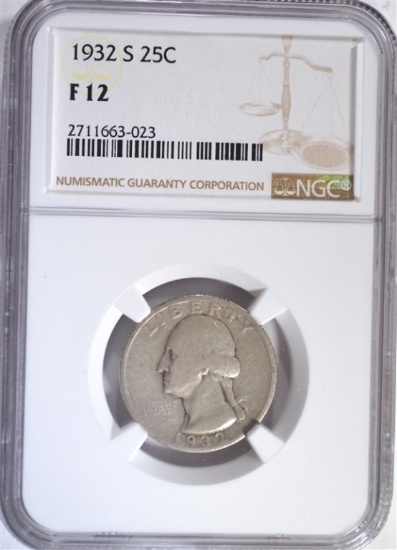 1932-S WASHINGTON QUARTER, NGC F12 -KEY