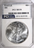 1986 AMERICAN SILVER EAGLE PCI PERFECT GEM BU