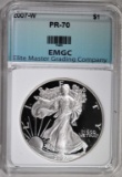 2007-W  SILVER EAGLE EMGC PERFECT GEM PROOF U.C.