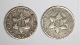 1852 & 1853 3-CENT SILVERS VF