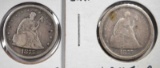 1875-S GOOD & 1875-S FINE 20-CENT PIECES