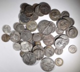 $10 MIXED SILVER COINS;  STANDING LIB