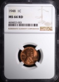 1948 LINCOLN CENT NGC MS66 RD