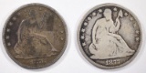 1876 & 1877 SEATED HALF DOLLARS, G/VG