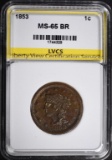 1853 LARGE CENT LVCS GEM BU BR