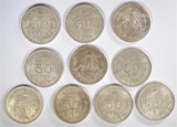 10- SILVER 50 CENTAVOS MEXICO, HIGHER GRADES