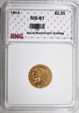 1914 $2.50 GOLD INDIAN RNG CH BU