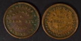 2-DIFFERENT CIVIL WAR STORE CARD TOKENS