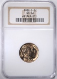 1938 BUFFALO NICKEL, NGC MS-66