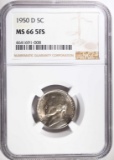 1950-D JEFFERSON NICKEL NGC MS66 5FS