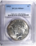 1923 PEACE DOLLAR, PCGS MS64+