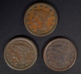 1844, 1845 & 1846 LARGE CENTS FINE+