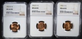 1952-S, 1952-D, 1953-D NGC MS66 RD LINCOLN CENTS