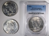 LOT OF 3: 1924 PEACE DOLLAR PCGS GENUINE