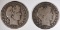 1895-S & 96 BARBER HALF DOLLARS, GOOD