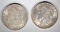 1884-O & 1889 MORGAN SILVER DOLLARS, CH BU