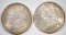 2 - TONED MORGAN SILVER DOLLARS; 1888 & 1899-O