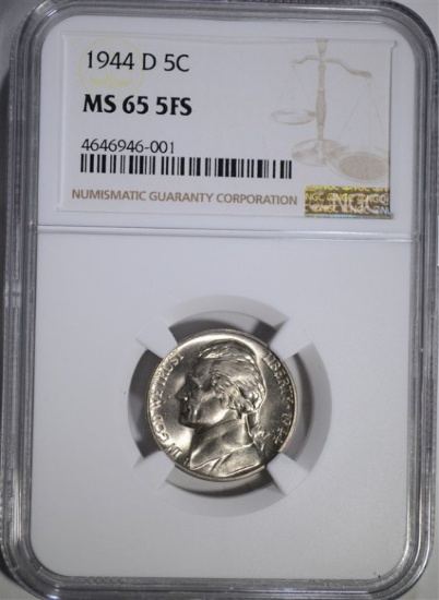 1944-D JEFFERSON NICKEL, NGC MS-65 FULL STEPS