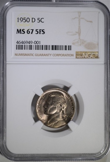 1950-D JEFFERSON NICKEL, NGC MS-67 FULL STEPS