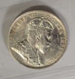 1910 SILVER 5 CENTS CANADA ICCS CH BU