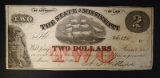 1864 STATE OF MISSISSIPPI $2.00 NOTE, CU++