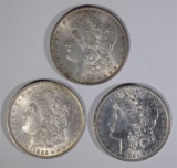 1884-O, 85-O & 86 MORGAN DOLLARS, AU/BU