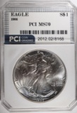 1986 AMERICAN SILVER EAGLE PCI PERFECT GEM BU