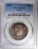 1922 GRANT COMMEM HALF DOLLAR, PCGS MS-65