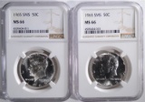 2-1965 SMS KENNEDY HALF DOLLARS, NGC-MS 66