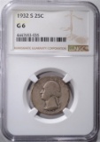 1932 S WASHINGTON QUARTER, NGC-G6