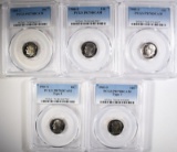 LOT OF (5) PCGS ROOSEVELT DIMES, ALL PR70 DCAM