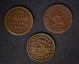 3 CIVIL WAR TOKENS: AVERAGE CIRC