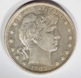 1903-O BARBER HALF DOLLAR, AU/UNC