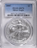 2005 AMERICAN SILVER EAGLE, PCGS MS-70