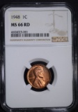 1948 LINCOLN CENT NGC MS66 RD