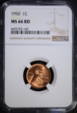 1950 LINCOLN CENT NGC MS66 RD